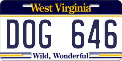 WV license plate DOG646