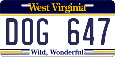 WV license plate DOG647