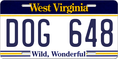 WV license plate DOG648