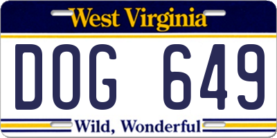 WV license plate DOG649