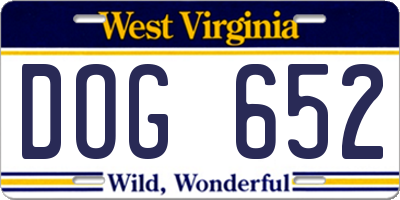 WV license plate DOG652
