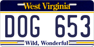 WV license plate DOG653