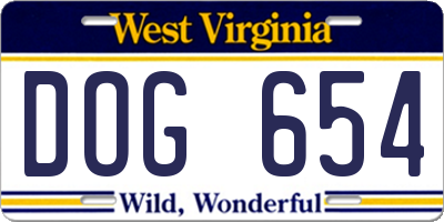 WV license plate DOG654