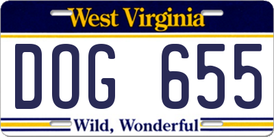 WV license plate DOG655