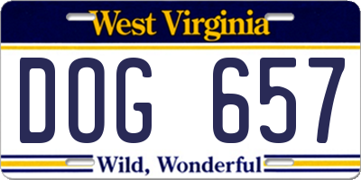 WV license plate DOG657