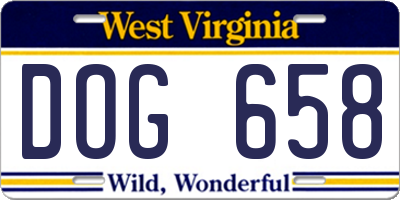 WV license plate DOG658