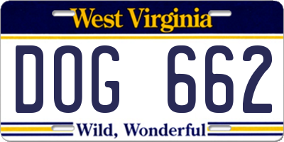 WV license plate DOG662