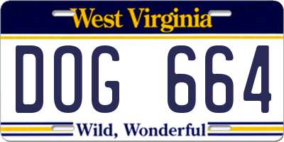 WV license plate DOG664