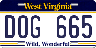 WV license plate DOG665