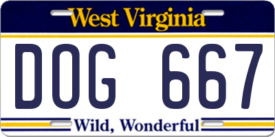WV license plate DOG667