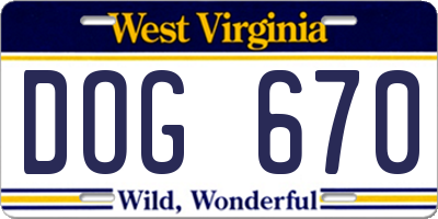 WV license plate DOG670