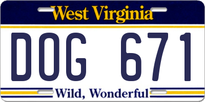 WV license plate DOG671