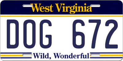 WV license plate DOG672