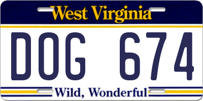 WV license plate DOG674