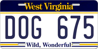 WV license plate DOG675