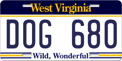 WV license plate DOG680