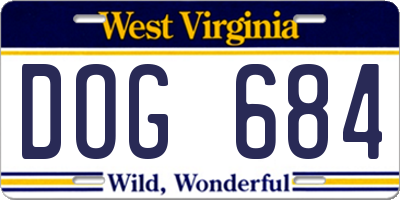 WV license plate DOG684