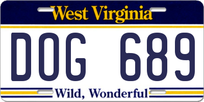 WV license plate DOG689