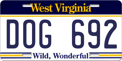 WV license plate DOG692