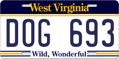 WV license plate DOG693