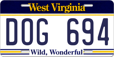 WV license plate DOG694