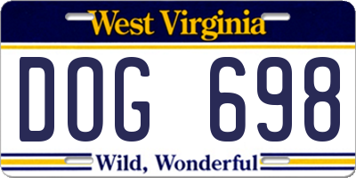 WV license plate DOG698