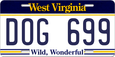 WV license plate DOG699