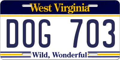 WV license plate DOG703
