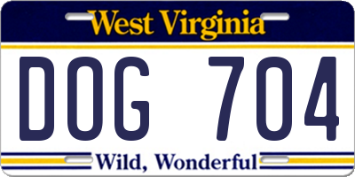 WV license plate DOG704