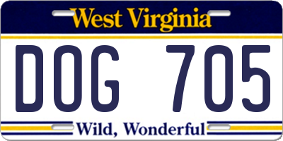 WV license plate DOG705