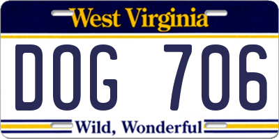 WV license plate DOG706