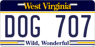 WV license plate DOG707