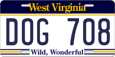 WV license plate DOG708