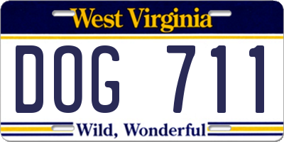 WV license plate DOG711