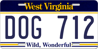 WV license plate DOG712