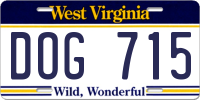 WV license plate DOG715