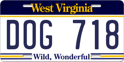 WV license plate DOG718