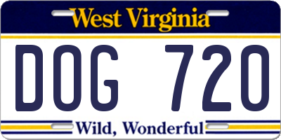 WV license plate DOG720