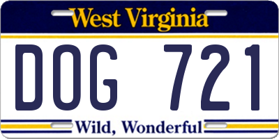 WV license plate DOG721