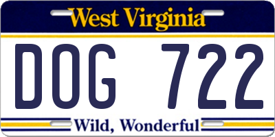 WV license plate DOG722