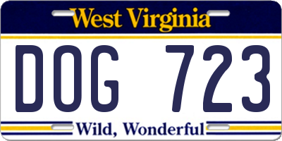 WV license plate DOG723