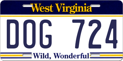 WV license plate DOG724
