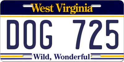 WV license plate DOG725