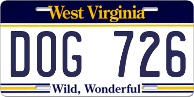 WV license plate DOG726