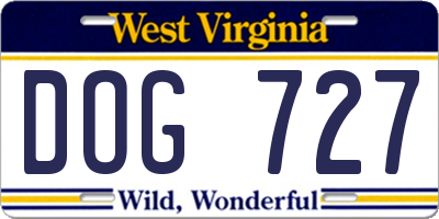 WV license plate DOG727