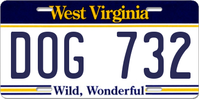 WV license plate DOG732