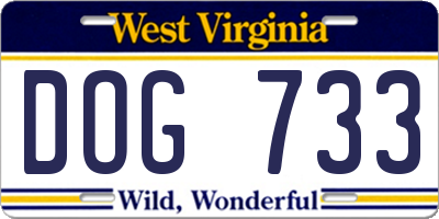 WV license plate DOG733