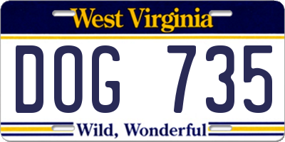 WV license plate DOG735