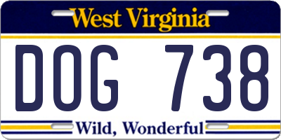 WV license plate DOG738