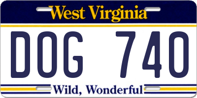 WV license plate DOG740